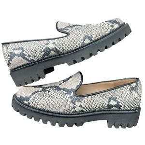 Jon Josef Chunky Slip On Loafers Sz 40 10 Snake Print Gray Black Comfort Career